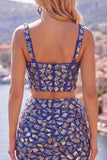 2-Piece Dark Blue Mirrored Corset Homecoming Dress