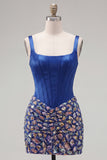 Corset Bodycon Mirrored Dark Blue Homecoming Dress