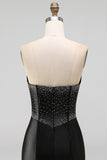 Black Strapless Beaded Cut Out Bodycon Short Homecoming Dress
