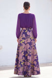Green A Line Bateau Neck Jacquard Floral Long Sleeve Mother of the Bride Dress