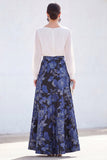 Green A Line Bateau Neck Jacquard Floral Long Sleeve Mother of the Bride Dress