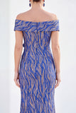 Royal Blue Mermaid Off the Shoulder Maxi Dress with 3D Flowers