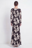 Black Mermaid Floral Embroidered Mother of the Bride Dress with Long Sleeves