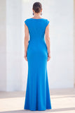 Fuchsia Mermaid 3D Flower Bateau Neck Ruched Long Mother of the Bride Dress