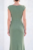 Fuchsia Mermaid 3D Flower Bateau Neck Ruched Long Mother of the Bride Dress
