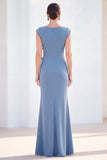 Fuchsia Mermaid 3D Flower Bateau Neck Ruched Long Mother of the Bride Dress