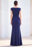 Fuchsia Mermaid 3D Flower Bateau Neck Ruched Long Mother of the Bride Dress