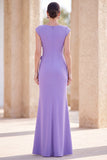 Fuchsia Mermaid 3D Flower Bateau Neck Ruched Long Mother of the Bride Dress
