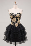 Sky Blue Sweetheart Floral Tiered A-Line Homecoming Dress with Lace-up Back