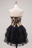 Sky Blue Sweetheart Floral Tiered A-Line Homecoming Dress with Lace-up Back