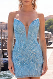 Sparkly Fuchsia Strapless Bodycon Short Homecoming Dress with Lace Up Back