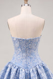 Yellow Strapless A-Line Jacquard Corset Homecoming Dress
