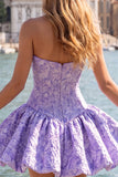 Yellow Strapless A-Line Jacquard Corset Homecoming Dress