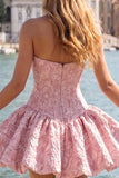 Yellow Strapless A-Line Jacquard Corset Homecoming Dress