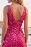 Green Bodycon V Neck Cut Out Sequin Short Homecoming Dress