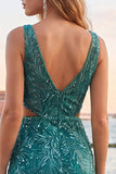 Green Bodycon V Neck Cut Out Sequin Short Homecoming Dress