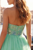 Orange Embroidered A Line Strapless Short Homecoming Dress