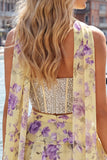 Light Blue 2-Piece Beaded Corset Short Homecoming Dress with Scarf