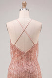 Gold Halter Bodyocn Sequin Short Homecoming Dress with Fringes