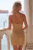 Peacock Fringed Bodycon Short Homecoming Dress