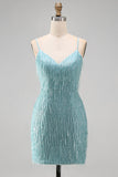Peacock Fringed Bodycon Short Homecoming Dress