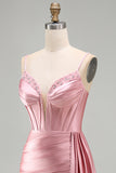 Bodycon Beaded Corset Pink Homecoming Dress with Fringes