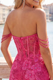 Off the Shoulder Bodycon Beaded Applique Corset Blue Homecoming Dress