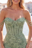 Off the Shoulder Bodycon Beaded Applique Corset Blue Homecoming Dress