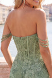 Off the Shoulder Bodycon Beaded Applique Corset Blue Homecoming Dress