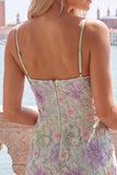Lilac Bodycon Floral Beaded Short Homecoming Dress