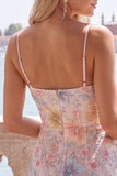 Lilac Bodycon Floral Beaded Short Homecoming Dress