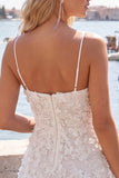 Light Blue A Line Floral Applique Short Homecoming Dress