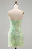 Strapless Bodycon Sequin Mint Green Homecoming Dress