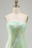 Strapless Bodycon Sequin Mint Green Homecoming Dress
