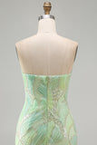 Strapless Bodycon Sequin Mint Green Homecoming Dress