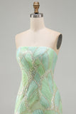 Strapless Bodycon Sequin Mint Green Homecoming Dress
