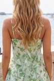 Green Floral A Line Short Homecoming Dress with Ruffles