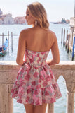 Strapless Jacquard A Line Corset Green Homecoming Dress