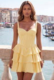 Dark Green Tiered A Line Corset Homecoming Dress with Lace Up Back