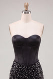 Sky Blue Bodycon Sweetheart Corset Homecoming Dress with Pearls