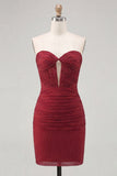 Royal Blue Sweetheart Keyhole Beaded Ruched Bodycon Homecoming Dress