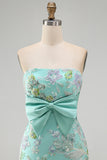 Bodycon Lilac Strapless Floral Sequin Homecoming Dress with Bow