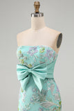 Bodycon Lilac Strapless Floral Sequin Homecoming Dress with Bow