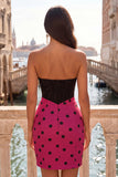 Black and White Polka Dot Sweetheart Corset Bodycon Homecoming Dress