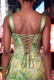 Delicate Apricot Bodycon Ruched Corset Homecoming Dress with Lace-up Back