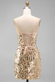 Sparkly Silver Corset Bodycon Short Homecoming Dress with Lace-up Back