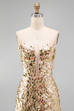 Sparkly Silver Corset Bodycon Short Homecoming Dress with Lace-up Back