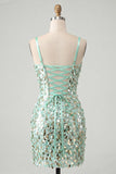 Sparkly Silver Corset Bodycon Short Homecoming Dress with Lace-up Back