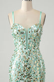 Sparkly Silver Corset Bodycon Short Homecoming Dress with Lace-up Back