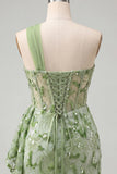 Peach Bodycon Corset One Shoulder Sequin Homecoming Dress with Sash